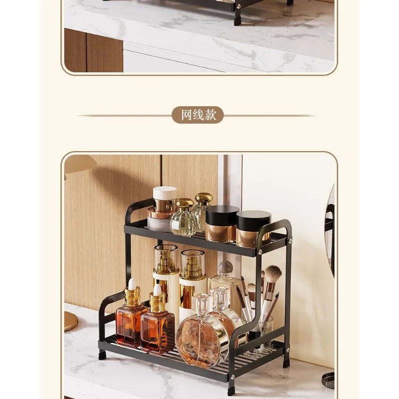 2 Tier Under Sink Organizer Sliding Cabinet Basket Organizer Storage Rack with Hooks Hanging Cup Bathroom Kitchen Organizer New