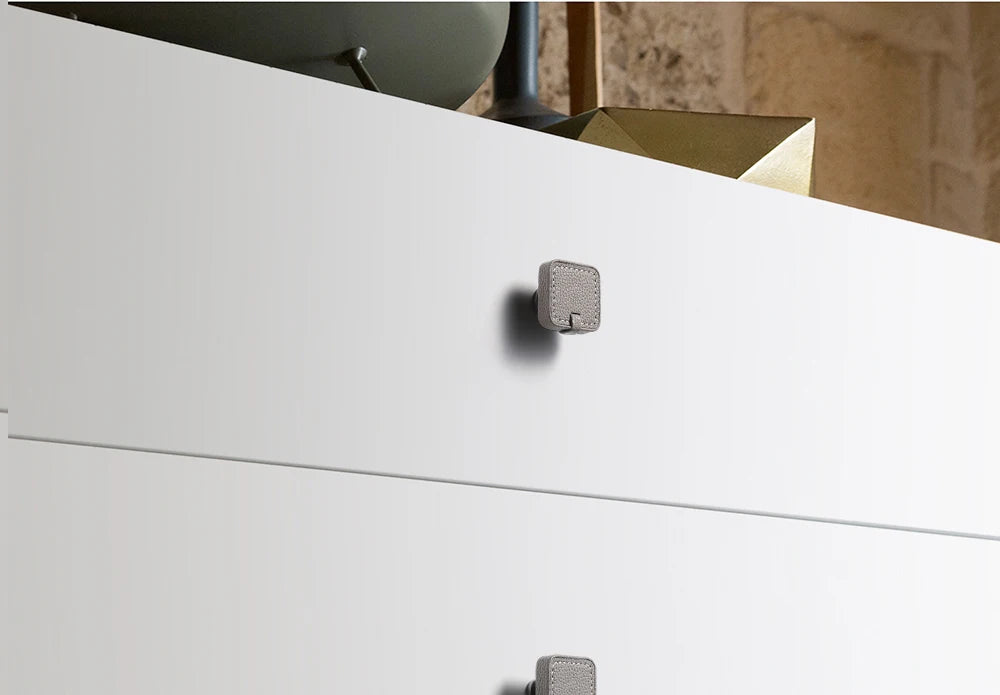 Modern minimalist wardrobe door handle drawer cabinet handmade leather small handle cabinet single hole gold handle set