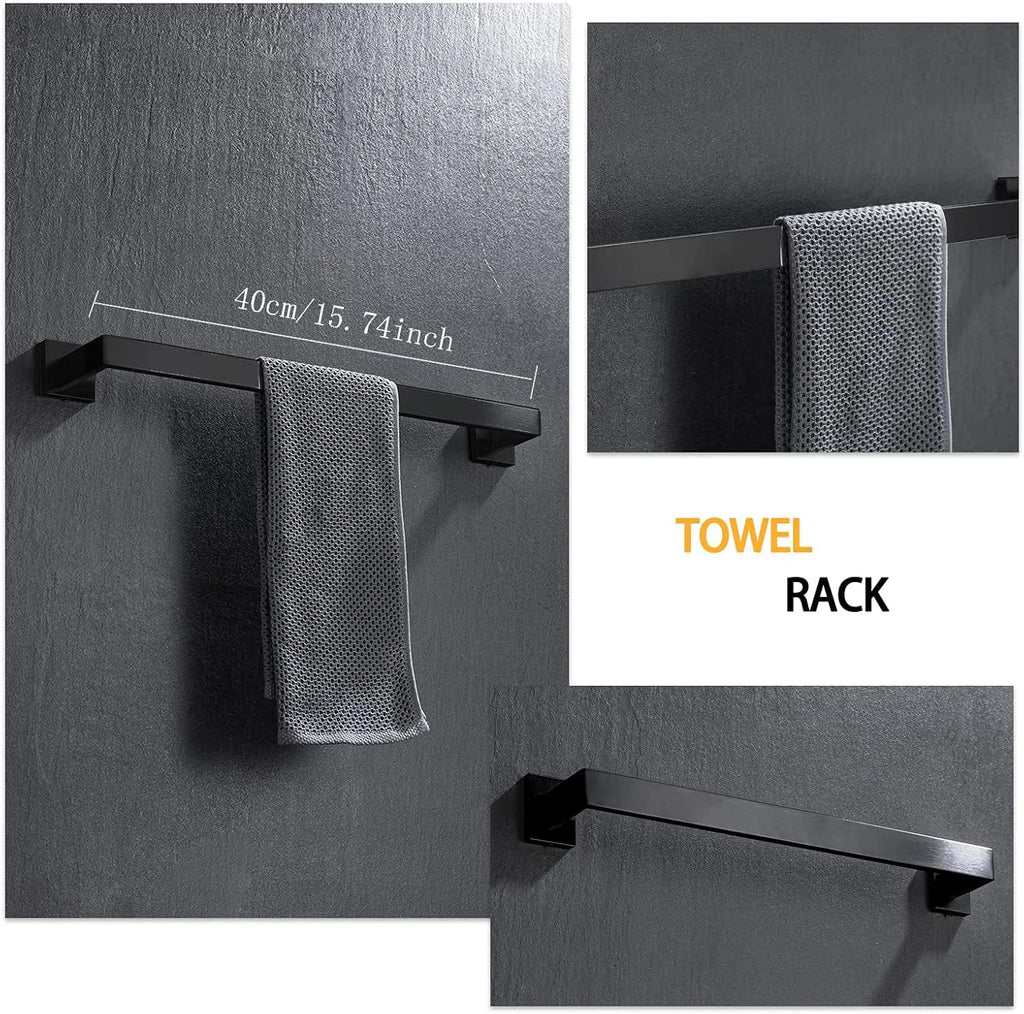Bathroom Hardware Set Bathroom Accessories Black Robe Hook Towel Rail Bar Rack Bar Shelf Tissue Paper Holder Toothbrush Holder