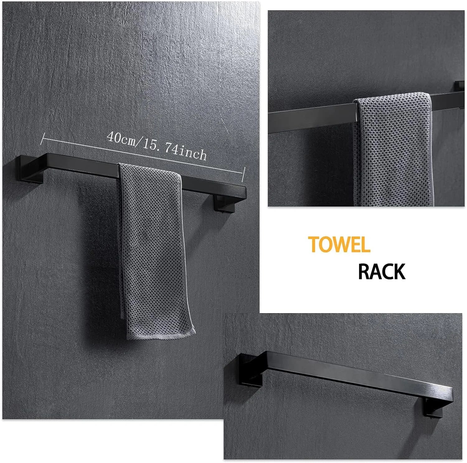 Bathroom Hardware Set Bathroom Accessories Black Robe Hook Towel Rail Bar Rack Bar Shelf Tissue Paper Holder Toothbrush Holder