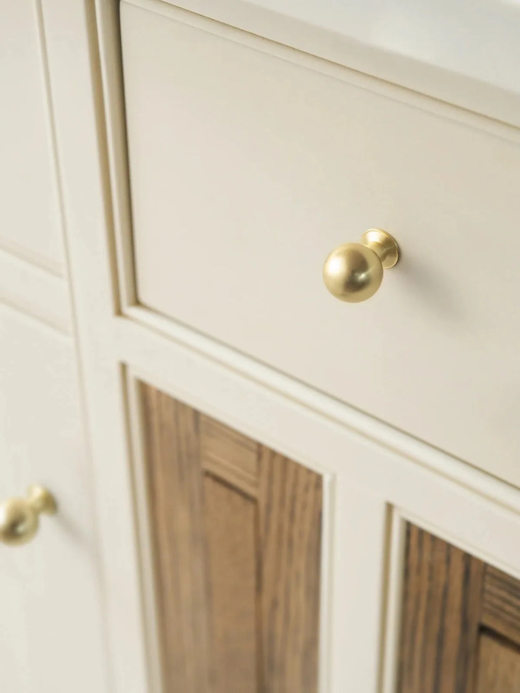 2 pieces brass handles - brushed gold spherical cabinet handles, retro drawer handles, furniture upgrades, elegant sleek design