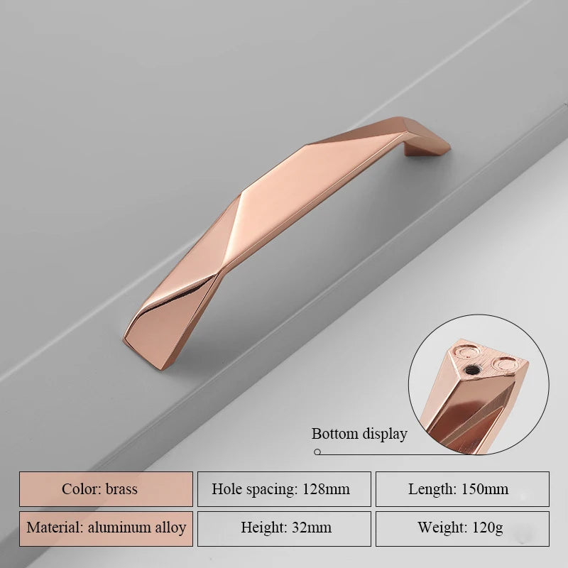 Modern Simple Geometric Design Golden Cabinet Handles Gray Drawer Knobs Kitchen Cupboard Door Handles Furniture Handles Hardware