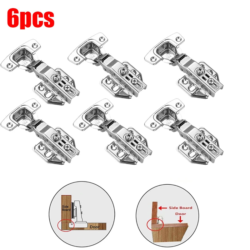 2-20Pcs Stainless Steel Cabinet Door Hinges Hydraulic Damper Buffer Soft Close Quiet Wardrobe Door Concealed Hinges with Screws
