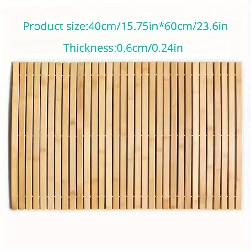 Wooden Bathroom Mat Rayon Derived From Bamboo Rectangular Waterproof Floor Mat Suitable for Bathroom and Toilet