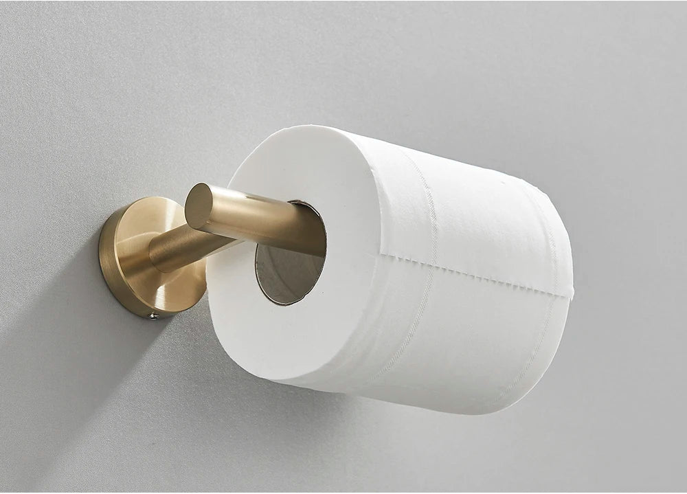 Brushed Gold Bathroom Accessories Towel Bar Bath Robe Hook Bathroom Hardware Set Shelf for Towels Paper Tissue Holder