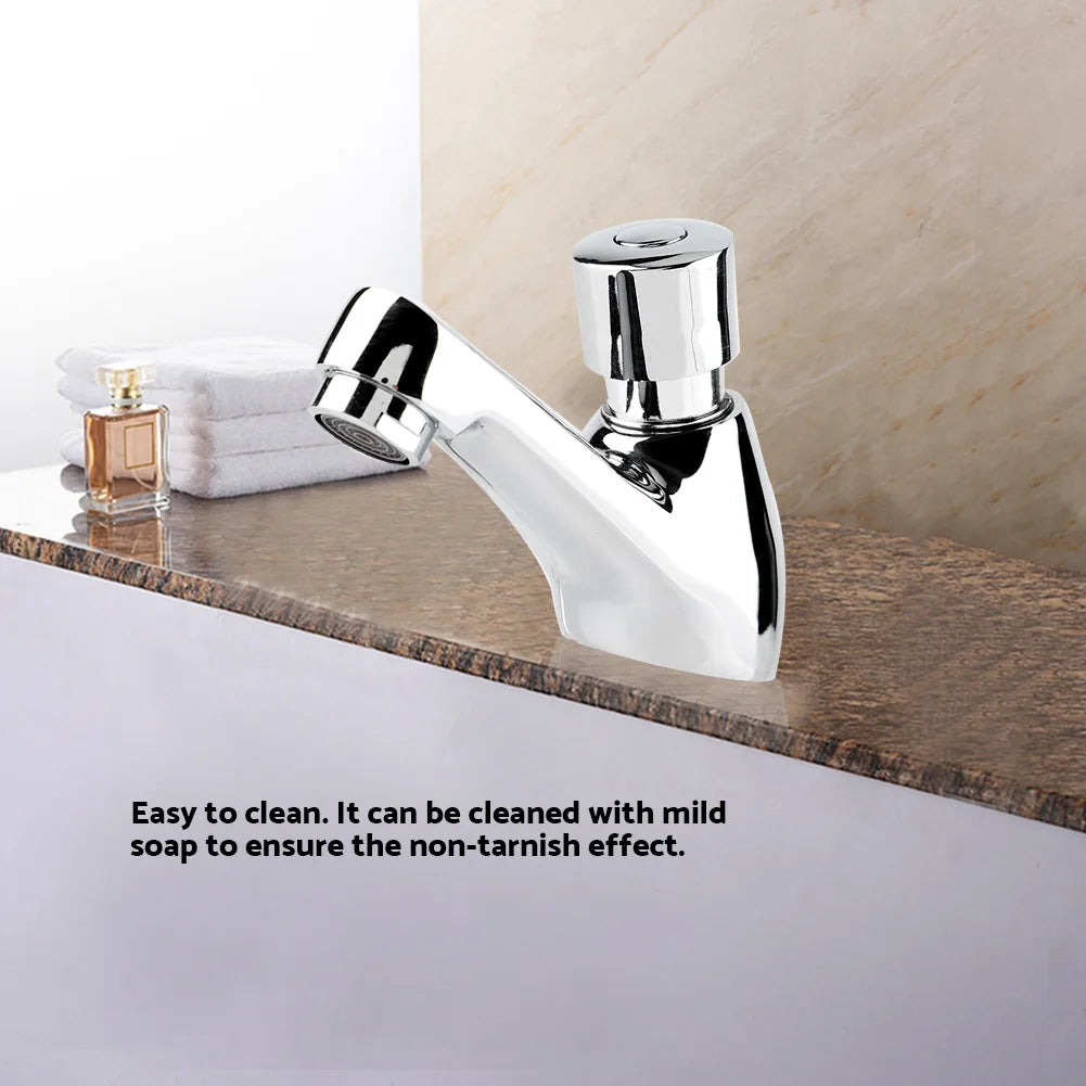 Basin Sink Bathroom Faucet Deck Mounted Cold Single Water Basin Tap Time Delay Lavatory Sink Tap Water Saving Household Tap