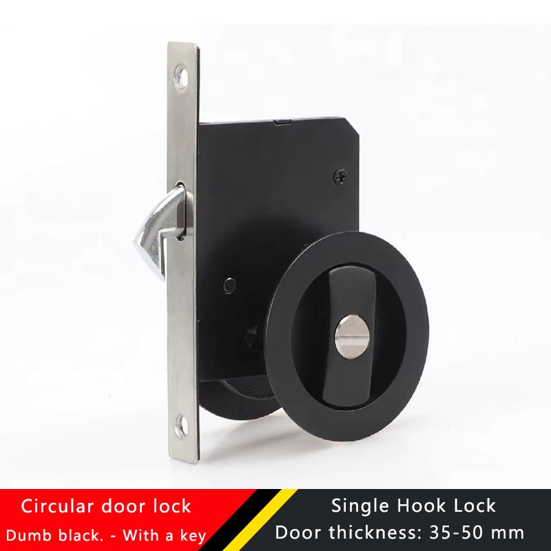 Black Sliding Door Sliding Door Lock Bathroom Balcony Interior Kitchen Double Hook Sliding Door Built-In Invisible Hook Lock