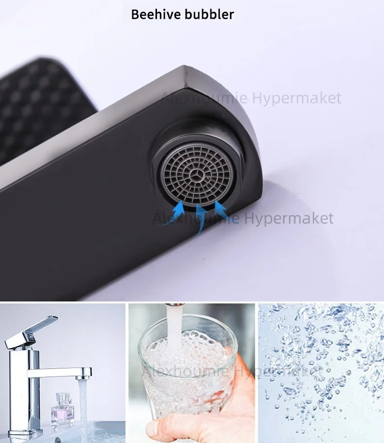Basin Sink Bathroom Faucet Deck Mounted Hot Cold Water Basin Mixer Taps Black Lavatory Sink Tap 2024