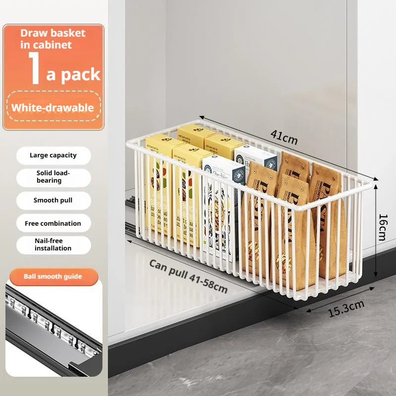 Pull Out Cabinet Organizer Basket Under The Sink Slide-out Drawer Storage Box Kitchen Sideboard Sliding Drawer Rack Shelf