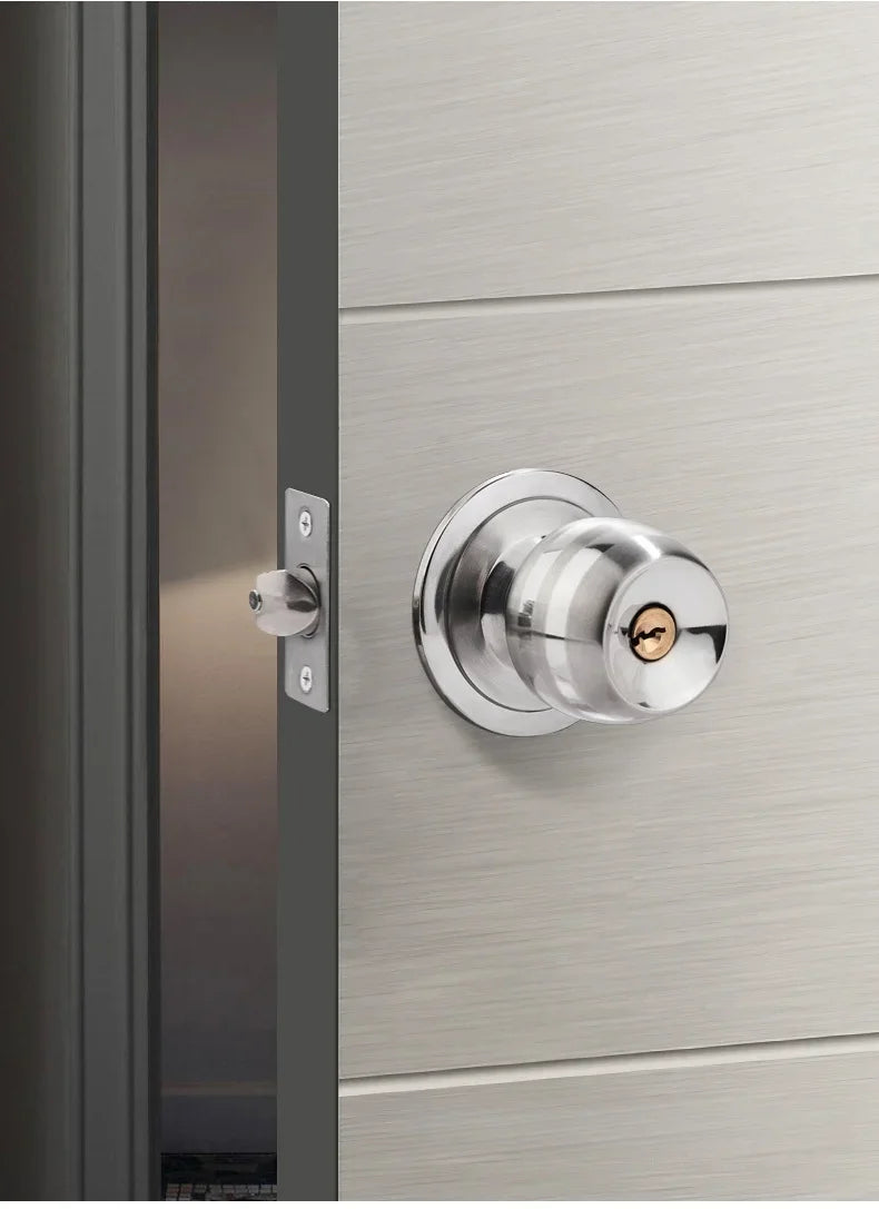 Interior Round Ball Door Knobs, Key Handles, Stainless Steel Locksets for Bathroom, Bedroom