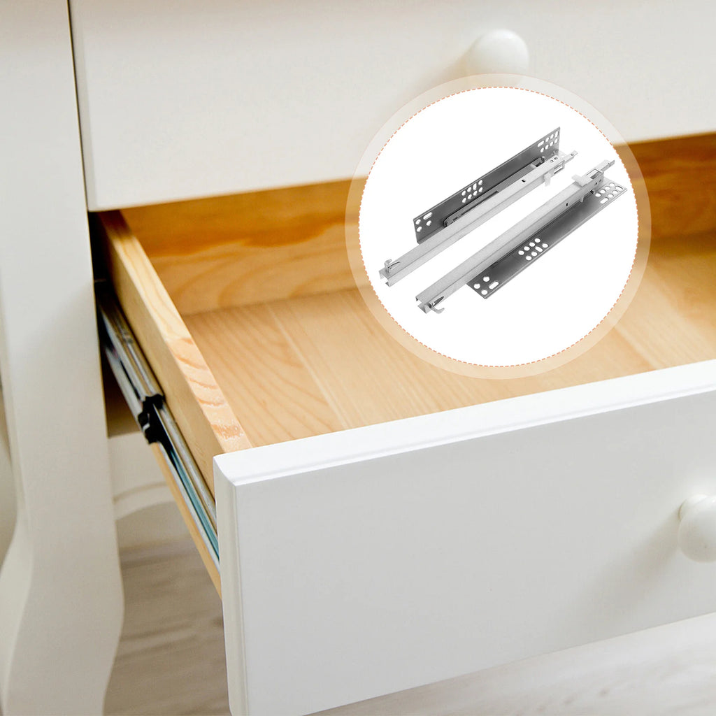 2 Pcs Cold Rolled Steel Heavy Duty Drawer Slides Soft Close Damping Buffer Concealed Track Undermount Guide Rails Cabinet Slides