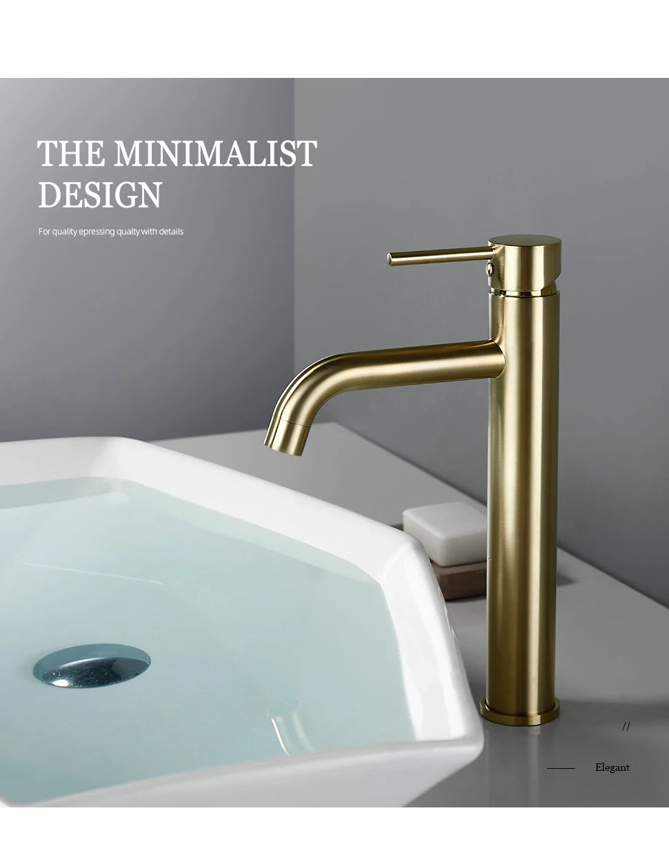 Brushed Gold Basin Faucet Solid Brass Hot And Cold Water Basin Mixer Sink Tap Deck Mounted Bathroom Taps