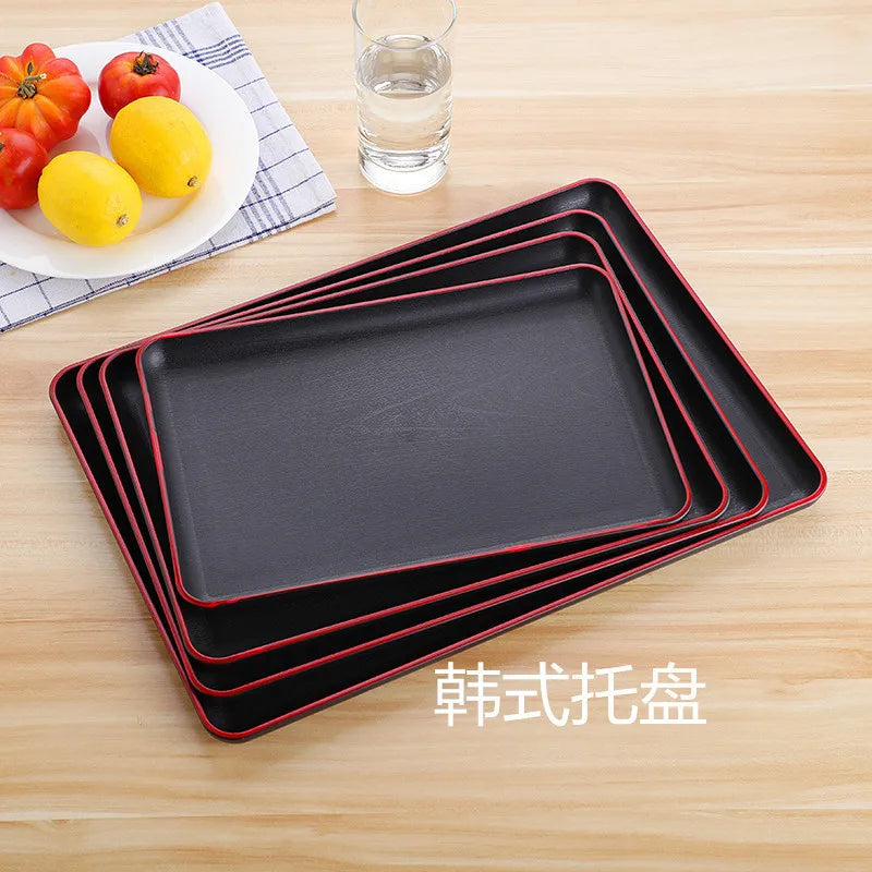Restaurant Plastic Serving Tray Home Tea Fruit Dessert Tray Anti-Slip Resistant Food Cooking Storage Tray Kitchen Organizer