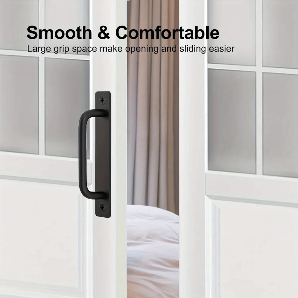 Barn Door Handles, Sliding Door Handle, Black Cabinet Handles, Door Pull Handle, Aluminum Alloy Door Pulls with Plate