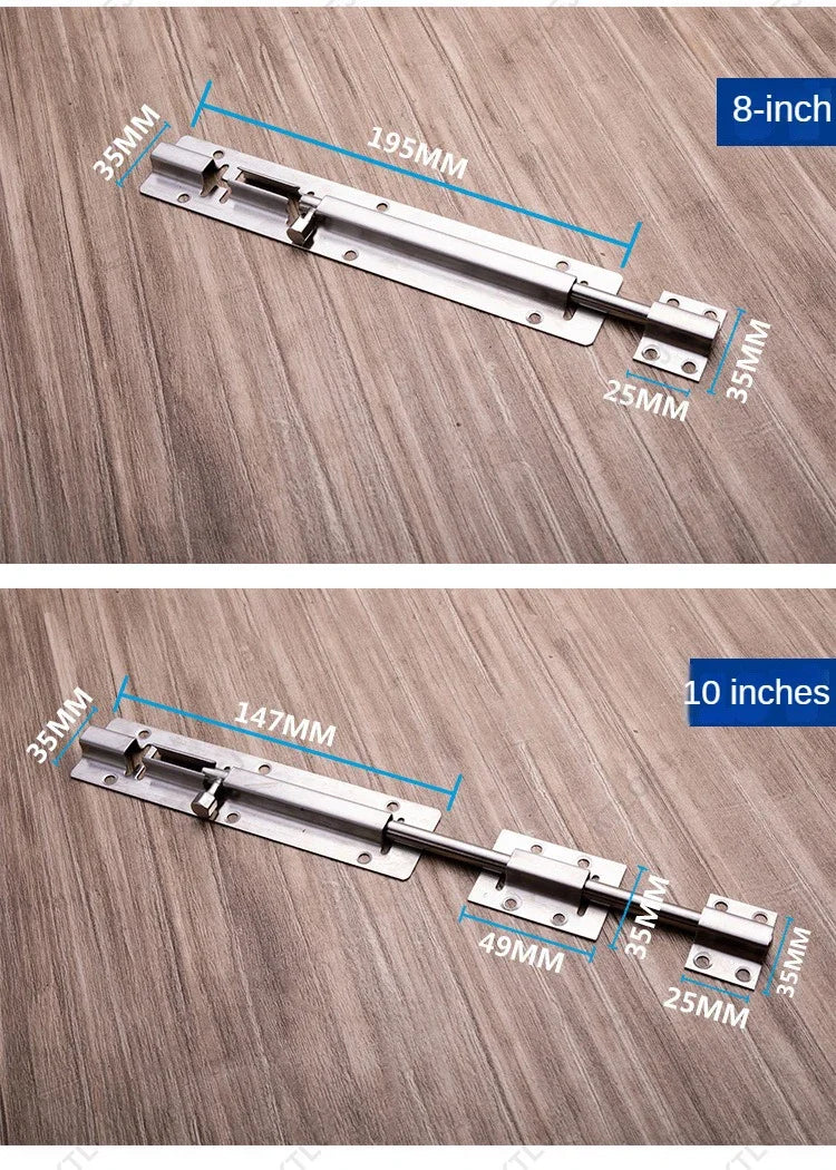 Door Security Slide Latch Lock Stainless Steel Bolt With Solid Heavy Duty Brushed Finish Door Latch Sliding Lock