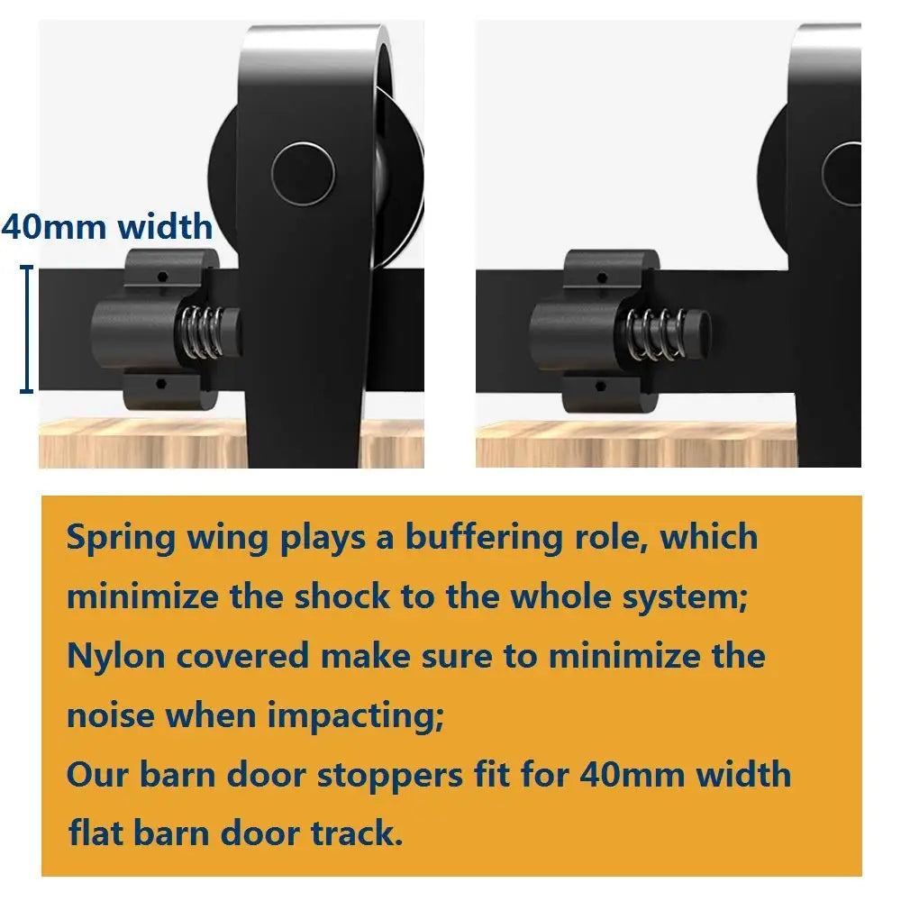 Sliding Barn Door Stopper for 40mm Width Flat Track Adjustable Door Stoppers Replacement Part Rail Track Hardware Accessories