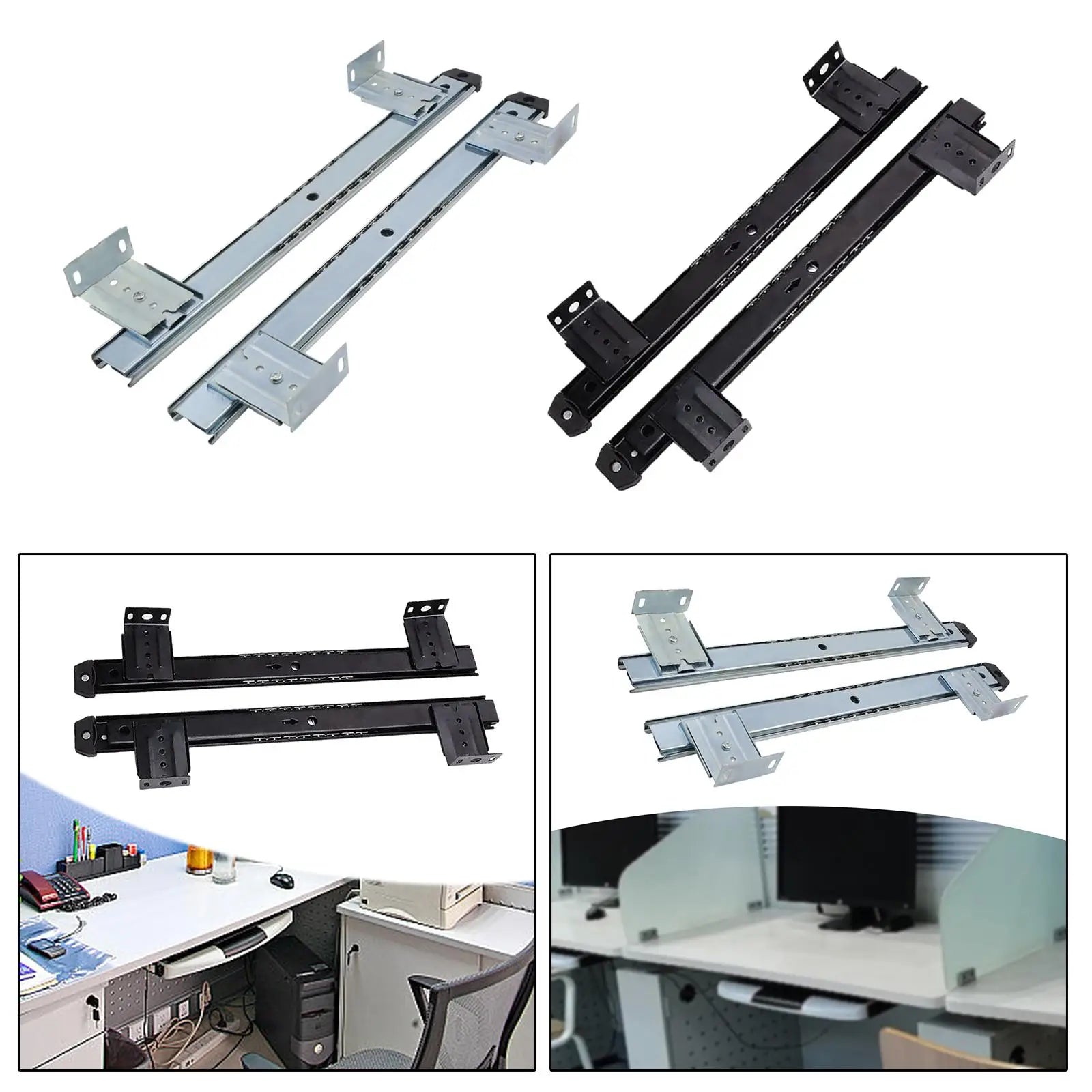 Under Desk Slider Track Keyboard Tray Slides Adjustable Sliding Cabinet Pull Out Keyboard Drawer Rail for Office Home Cabinet