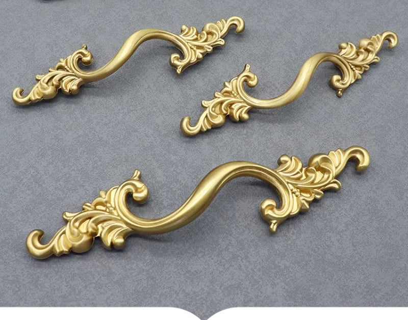 American Cabinet Door Handle Brass Wardrobe Drawers Modern Simple French Nordic Pure Copper Cabinet Gold Drawer Knobs