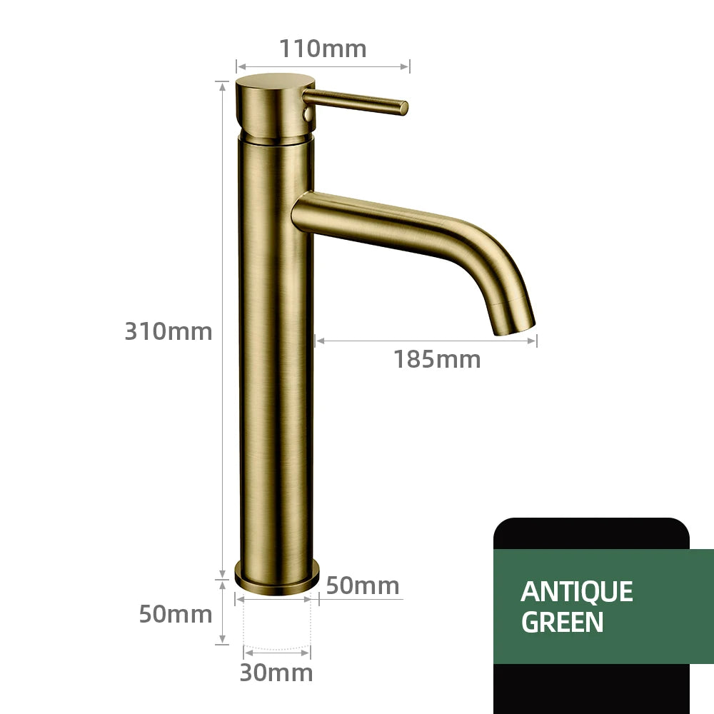 Brushed Gold Basin Faucet Solid Brass Hot And Cold Water Basin Mixer Sink Tap Deck Mounted Bathroom Taps