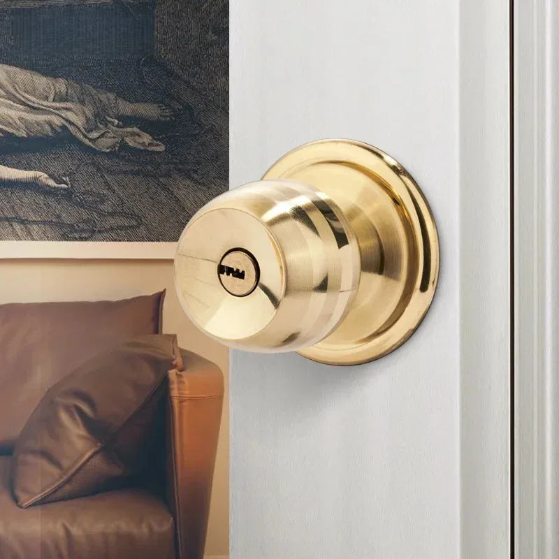 Interior Round Ball Door Knobs, Key Handles, Stainless Steel Locksets for Bathroom, Bedroom