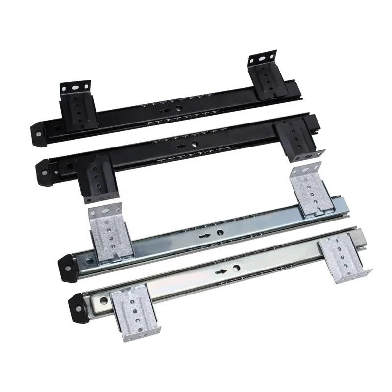 2pcs Computer Desk Drawer Slides Rail Track Hoisting Keyboard Tray Slide Rail Pull Steel Ball Furniture Hardware Accessories