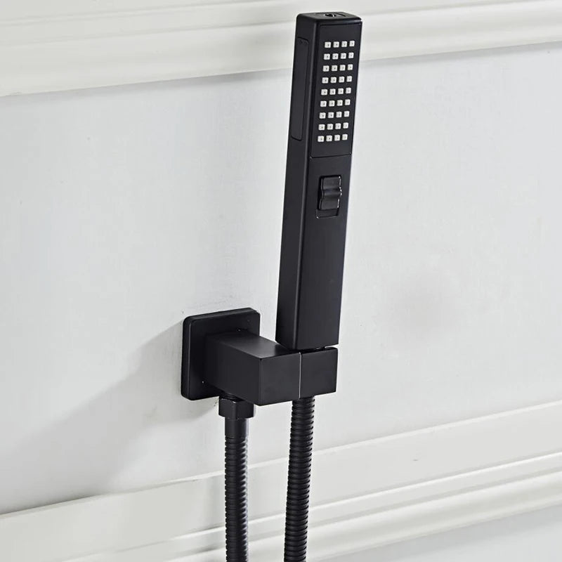 Bathroom Accessories Black Wall Stainless Steel Handheld Sprinkler Shower Mounting Black Shower&Spray 2 Function Handheld