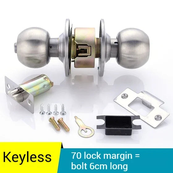 ZEXEF Stainless Steel Round Door Knobs Rotation Lock Knobset Handle Metal Door Knob With Key For Bedrooms Living Rooms Bathrooms