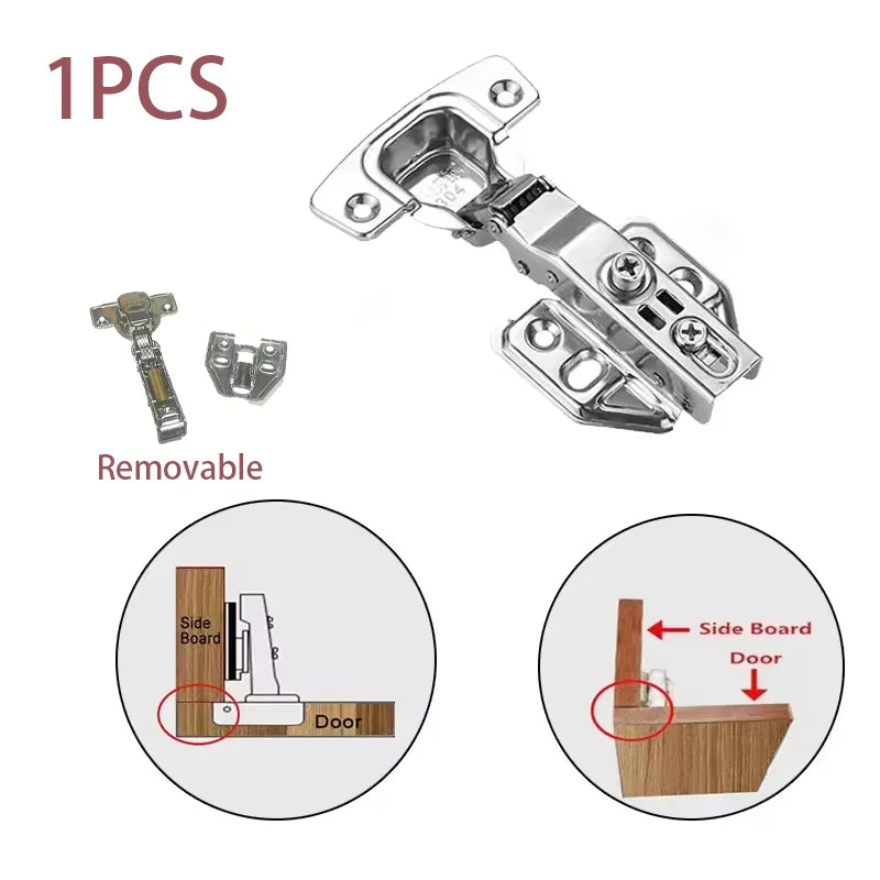 2-Pack Modern Hydraulic Cabinet Hinges Soft Close Damping Brushed Stainless Steel Metal Door Mount for Kitchen Cabinets Wardrobe