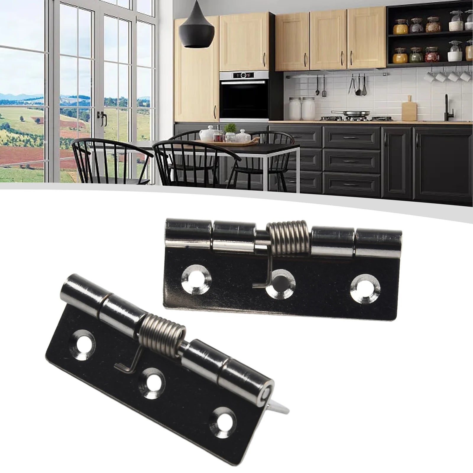 2pcs 1/1.5/2/3Inch Silver Spring Door Hinge Stainless Steel Self Closing Design Windows Cabinets Boxes Household Hardware