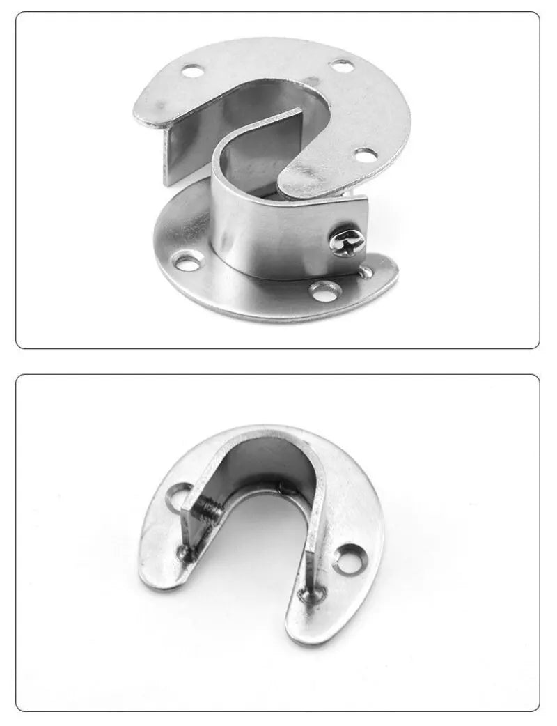 304 Stainless Steel Flange Seat Wardrobe Hanger Rod Fixing Hardware Accessories Curtain Rod Tube Hook Fixed Support Bracket Seat