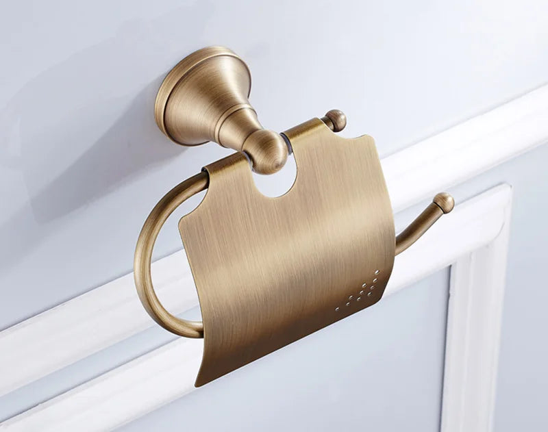 Bronze Bathroom Accessories Hardware Antique Hair Dryer Rack Coat Towel Shelf Rail Bar Shower Soap Dish Holder Toilet Brush