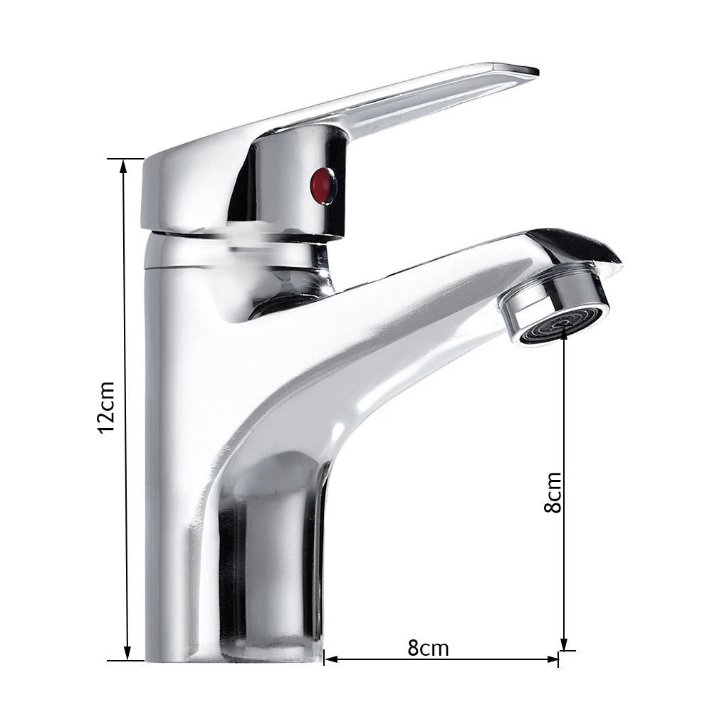 Bathroom Basin Faucet Chrome Single Handle Single Hole Deck Mounted Mixer Tap Kitchen Sink Hot Cold Taps With G1/2 Hose