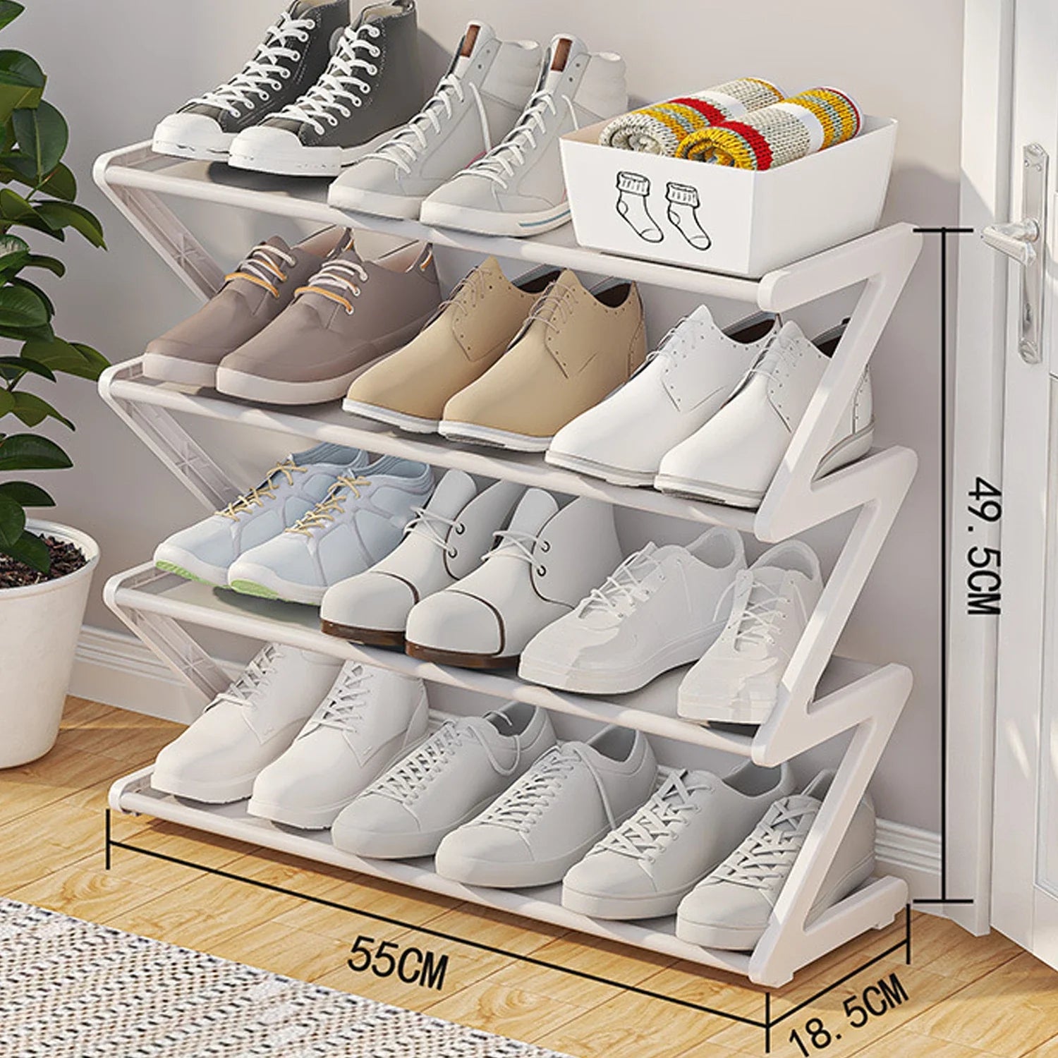 Shoe Rack Organizer Space Saving Shoes Organizer Free Standing Z-shaped Rack Multi-layer Assembly Storage for Home Dormitory