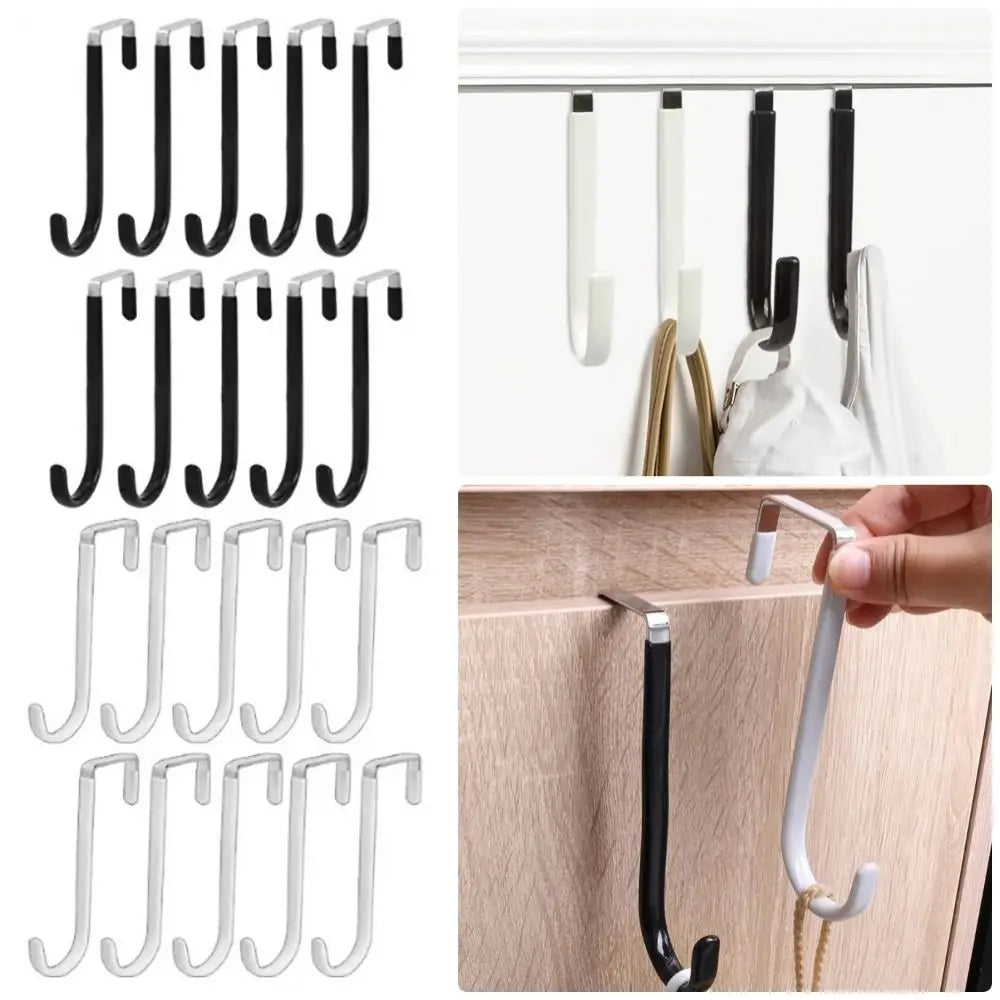 Towel Coats Hangers Nonstick Non-punching Over The Door Hooks Rubber Prevent Scratches Hanging Organizer Clothes Storage Holder