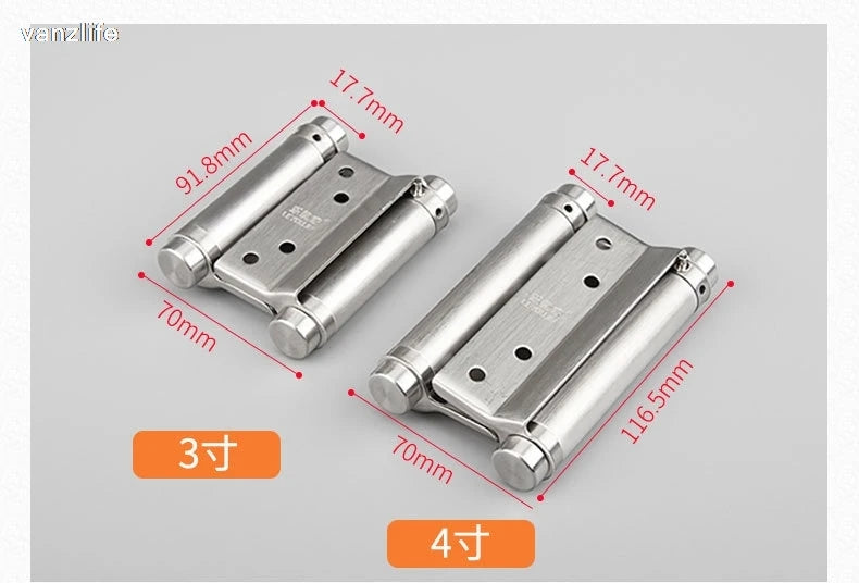 Stainless Steel Automatic Rebound Hinge Invisible Door Self-Closing Door Closer inside and outside Open Two-Way Spring Hinges