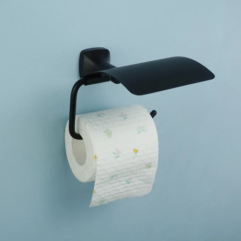 Black Bathroom Accessories Stainless Steel Wall Mounted Bath Towel Holder Robe Hook Toilet Brush Paper Towel Holder Pendant