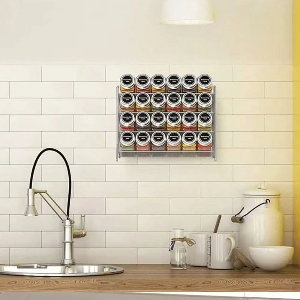 4 Layer Spice Storage Rack Wall-mounted Sturdy Countertop Spice Holder Free Standing Space Saving Seasoning Organizer Shower