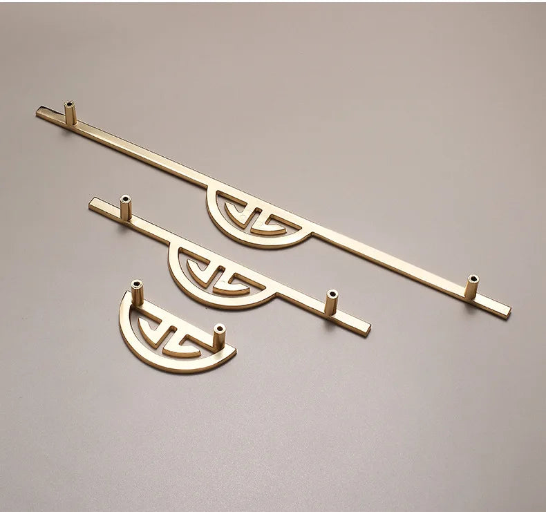 New Chinese Wardrobe Door Handle Golden Cabinet Door Pulls Drawer Shoe Wine Cabinet Handles Long Opposite Furniture Hardware