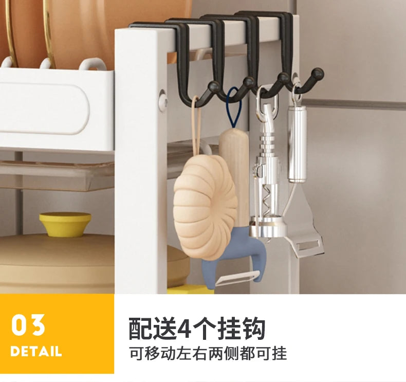 Kitchen Dish Storage Rack, External Hook Plate Organizer, Multi-Function Home Plate Holder, Compact Dish Organizer