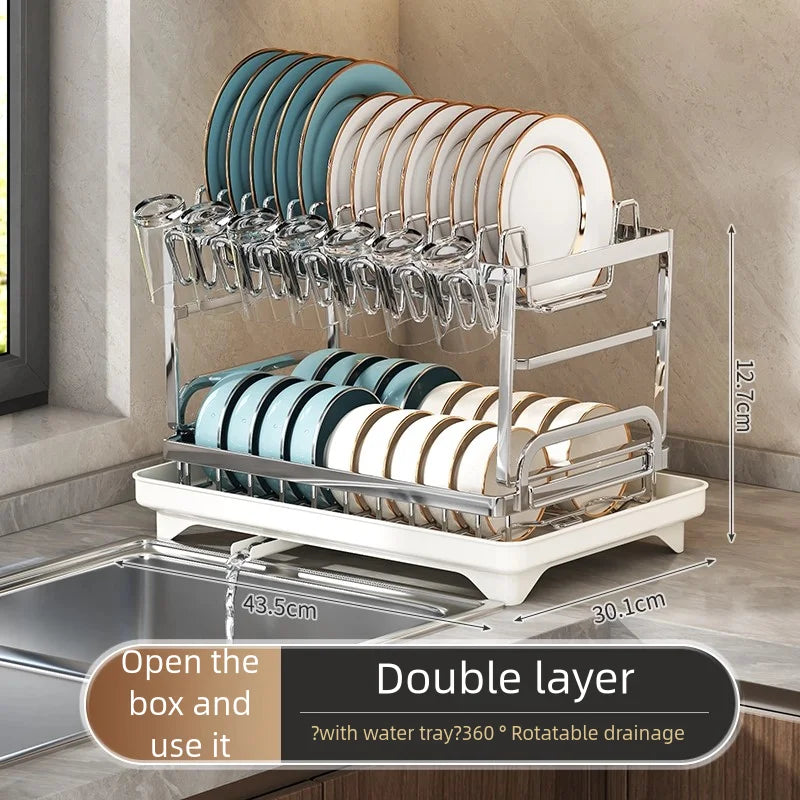 304 stainless steel kitchen storage rack, bowl and plate storage box, draining rack, multifunctional home storage rack for bowls