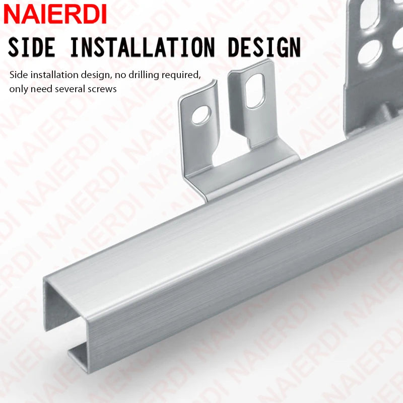 NAIERDI 1Pair 10"-20" Under Mount Hydraulic Drawer Slides Rails Soft Close 2 Section Damper Buffer Hidden Tracks Drawer Rails