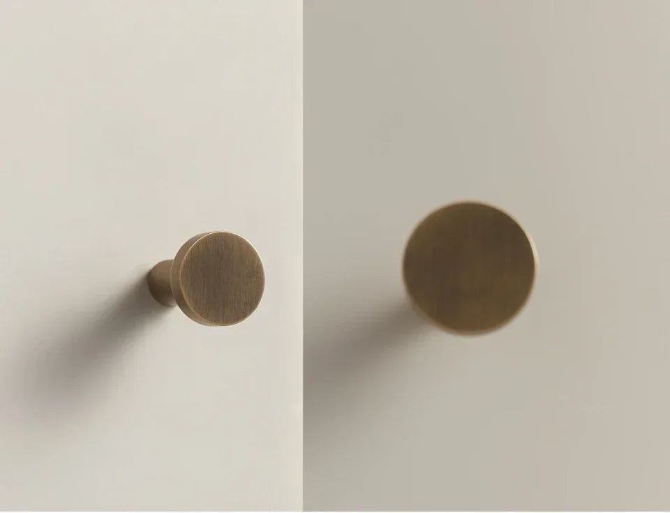 Solid Brass Circular Gold Black Antique White Cabinet Furniture Knobs Wall Bathroom Clothes Hook Handle