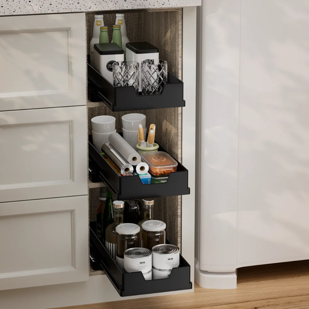 1Pcs Kitchen Storage Rack With Pull-Out Rack Kitchen Drawer Type Storage Tray Spice Box Storage Rack Household Cabinet Organizer