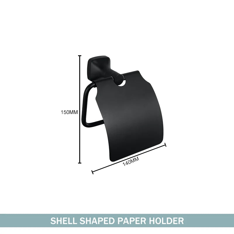 Matte Black Bathroom Accessories Set Wall Mount Stainless Steel Clothes Hook Toilet Paper Holder Towel Bar Hardware Pendant
