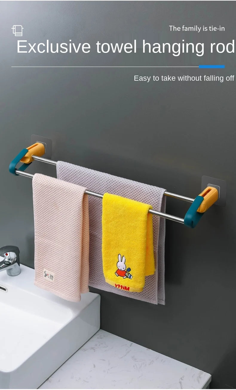 Wall-Mounted Bathroom Hook, Toilet Perforated Towel Storage Rack, Bathroom Towel Storage Rack, Kitchen Wipes Hanging Gadgets
