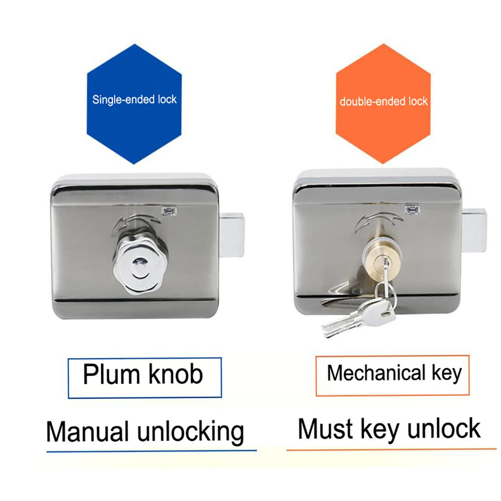 DC 12V Metal Electric Lock Gate Lock Strike Lock Access Control System Electronic Integrated Door Rim lock