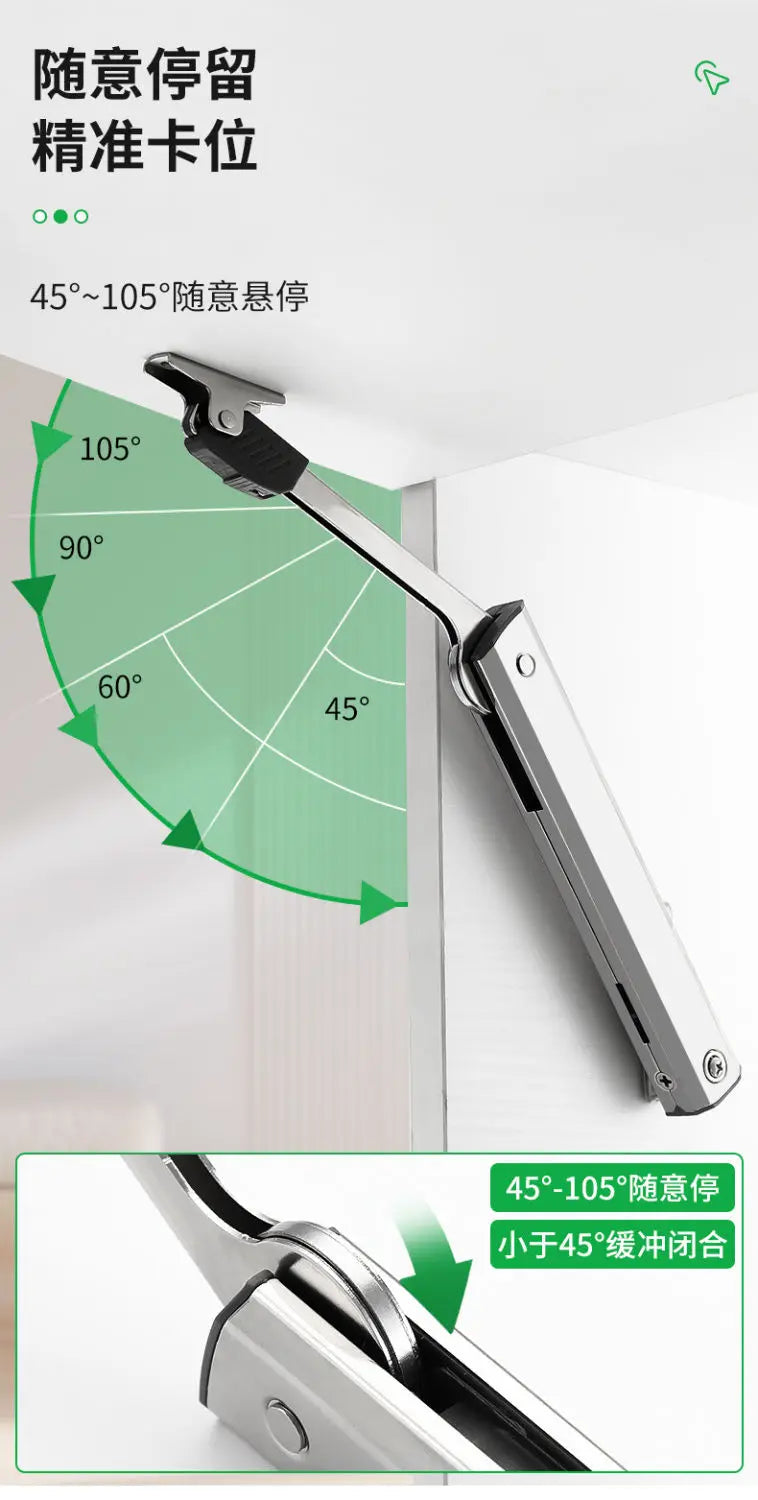 Heavy Duty Hydraulic Cabinet Hinge Randomly Stop Soft Closing Kitchen Hinges Adjustable Door Support Lift Up Door Hardware