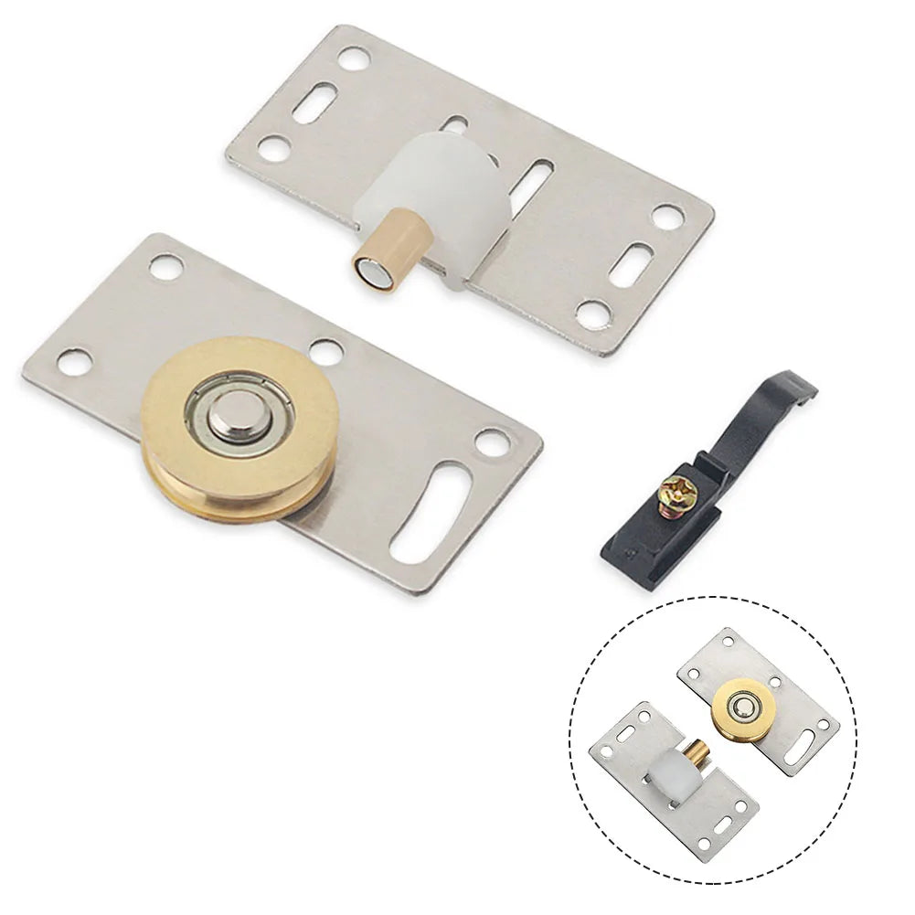 1pc Sliding Door Wheels Pulley Rollers 74x37mm Stainless Steel Furniture Hardware Wardrobe Sliding Door Adjustable Wheels