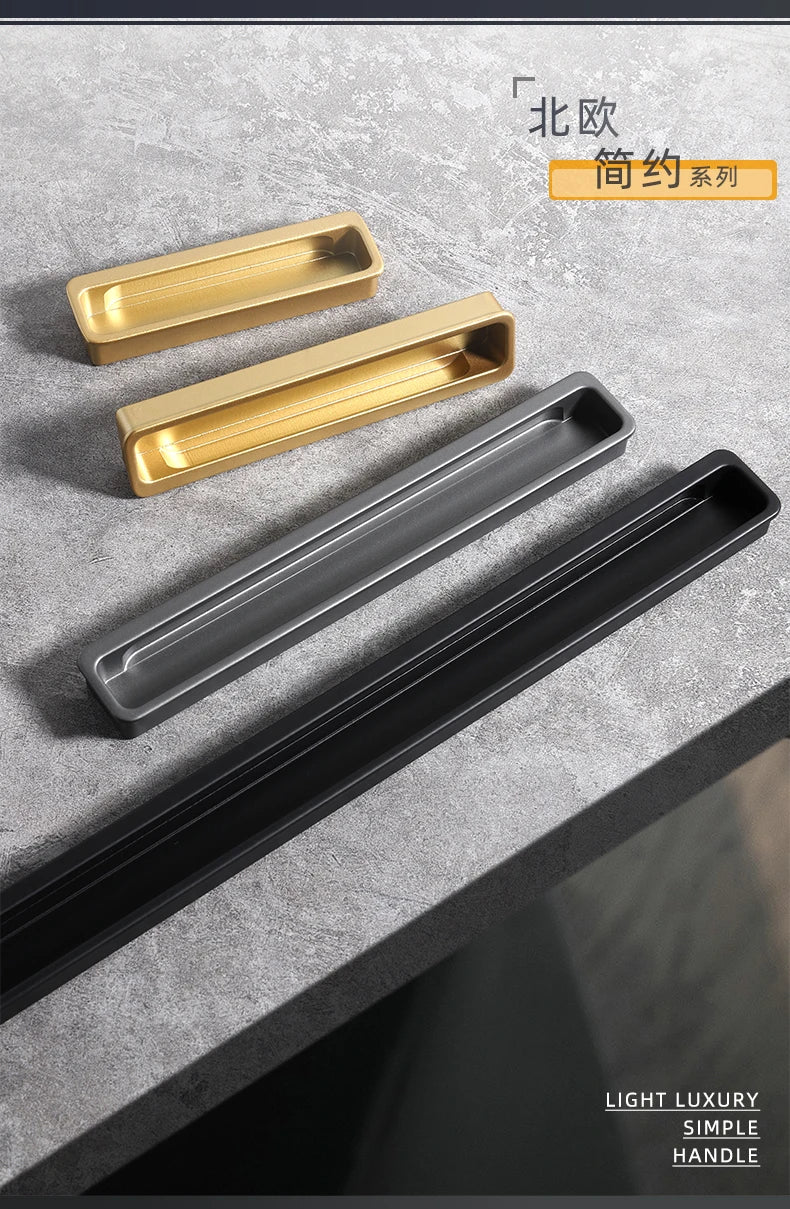 Simple modern drawer cabinet door shoe cabinet concealed built-in closet door slotted invisible sliding door handle