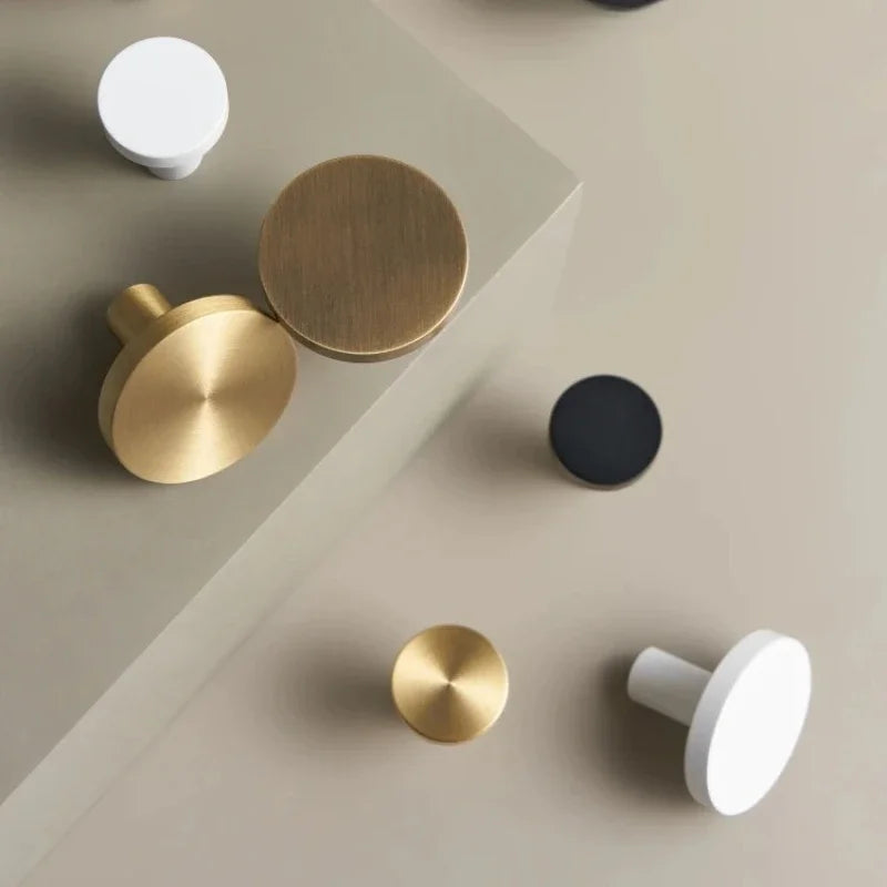 Solid Brass Circular Gold Black Antique White Cabinet Furniture Knobs Wall Bathroom Clothes Hook Handle